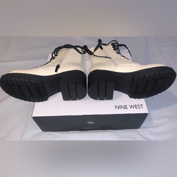 New In Box Nine West Juna Women's Combat Boots Size 6 Color Ivory - Picture 8 of 9